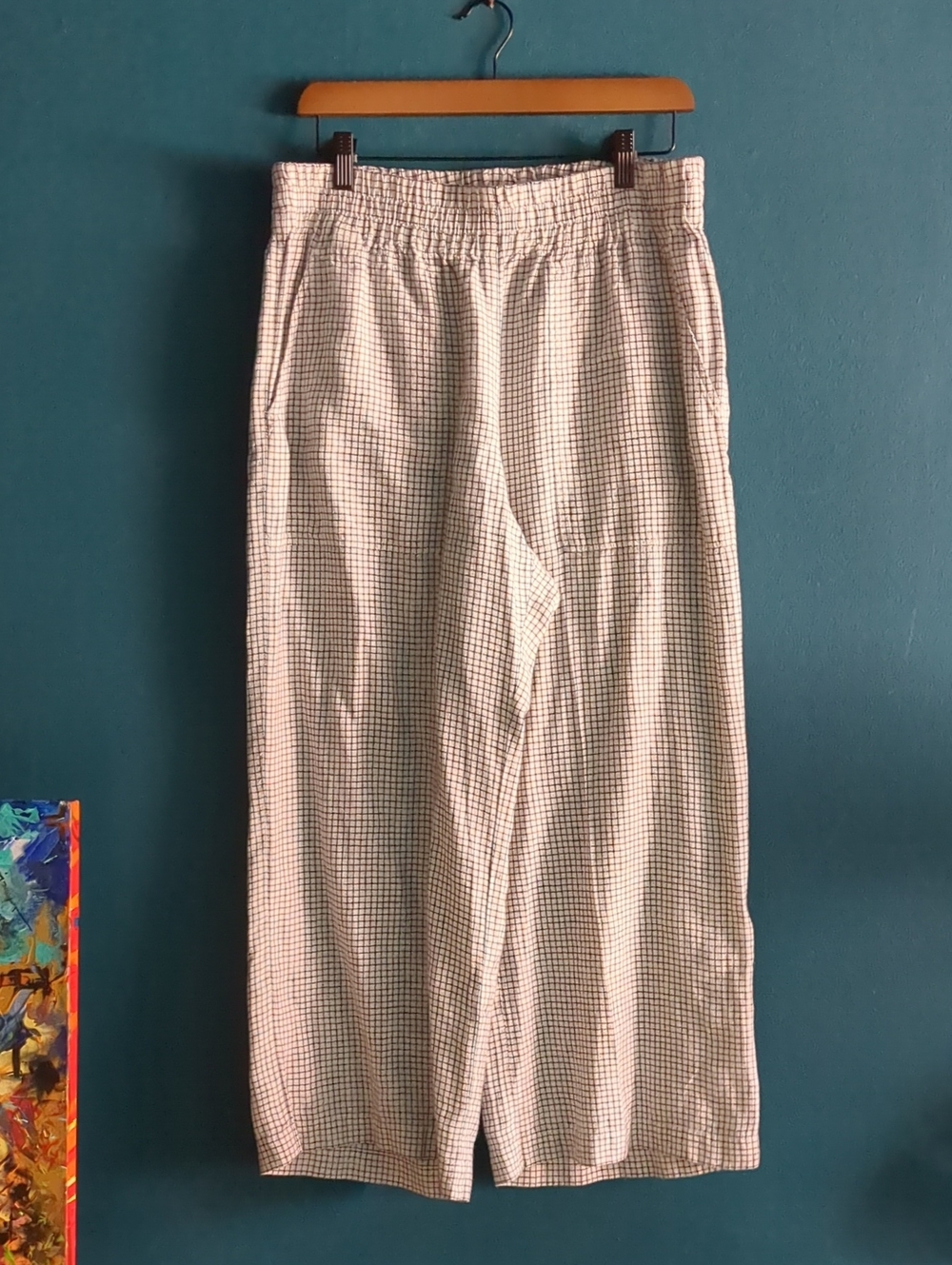 notPERFECTLINEN 100% Linen Black & White PUGLIA Cropped Wide Leg Pants